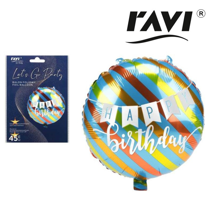 Let's Go Party balon foliowy HAPPY BIRTHDAY RAVI